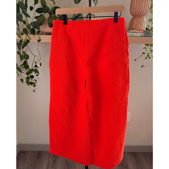 Maeve Anthropologie Gauze Red Wide Leg Cropped Pants Women’s Size 8 Boho Chic - Picture 1 of 9